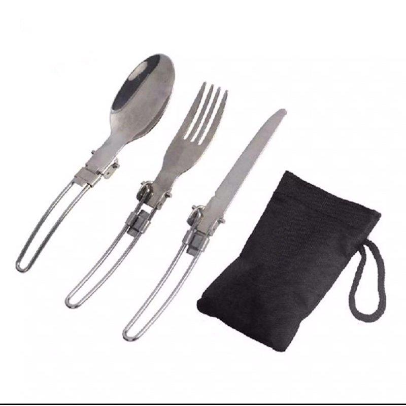 Bộ dao thìa dĩa inox 304 gấp gọn cắm trại, dã ngoại, cơm trưa văn phòng