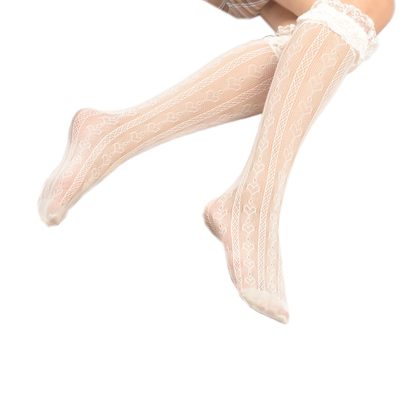 Vớ ren lưới họa tiết trái tim dễ thương phong cách lolita Nhật Bản cho nữ