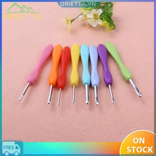 Set 8 kim đan móc với tay cầm mềm mại nhiều màu tiện dụng