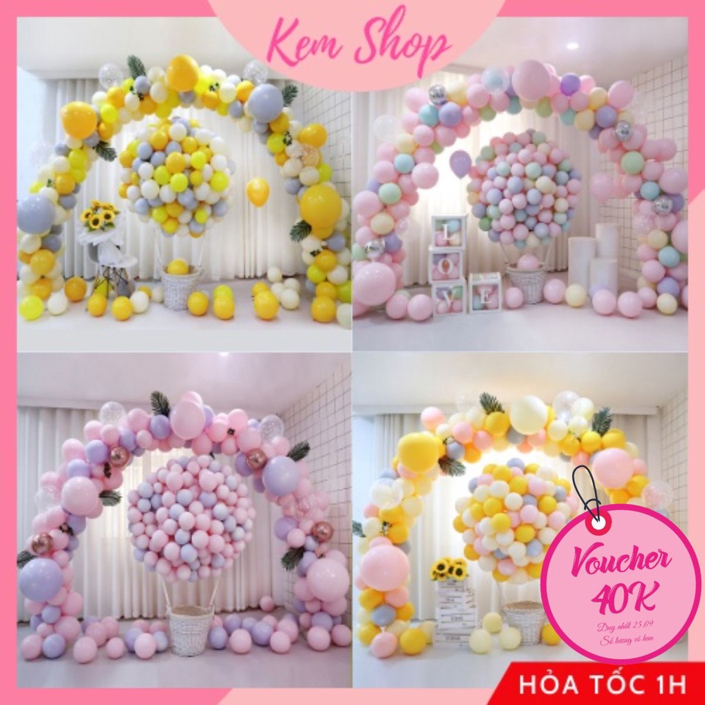 Set bóng trang trí tông pastel nhẹ nhàng đẹp mắt - Kem Shop K
