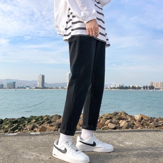 Quần jeans beggy màu đen dáng suông nam nữ