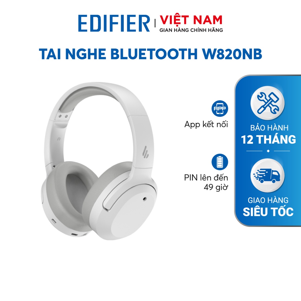 Tai nghe bluetooth 5.0 EDIFIER W820NB Over-ear HI-RES Thời lượng pin lên đến 49 giờ - Chống ồn chủ động ANC