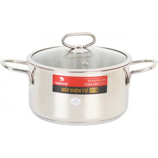 Nồi Inox cao cấp 3 đáy nắp kiếng Happycook Delux 16cm