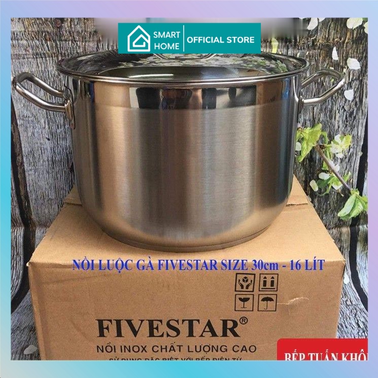 Nồi Luộc Gà Inox 3 Đáy Fivestar Chính Hãng 30cm -16 lít dùng được trên mọi loại bếp