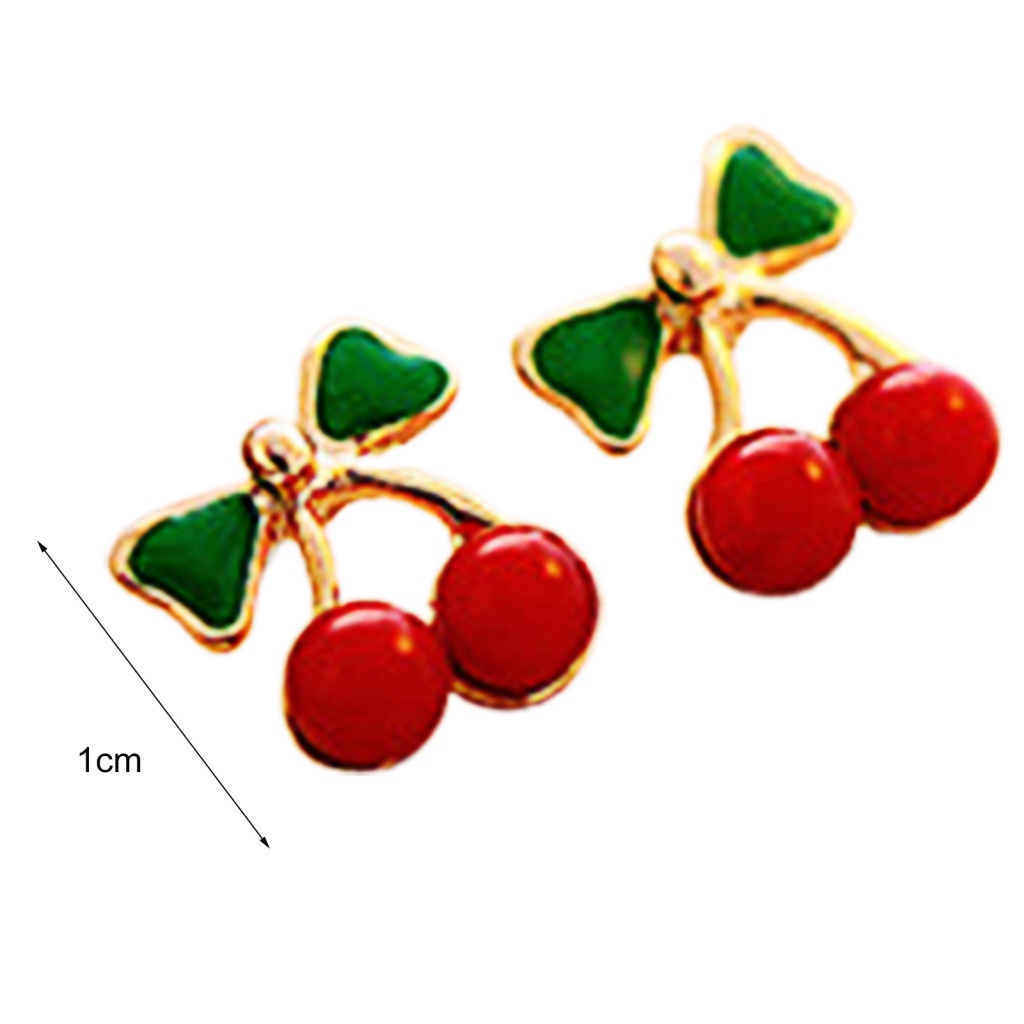 Bông Tai Kim Loại Hình Quả Cherry Mini Xinh Xắn