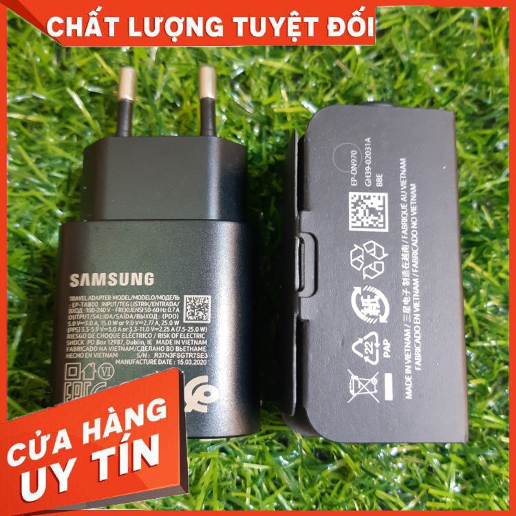 Bộ Sạc Nhanh Samsung 25W Chính Hãng 100% Cho Note 10, Note 20. Tiết Kiệm Thời Gian Sạc, Bảo Vệ Máy Và Pin