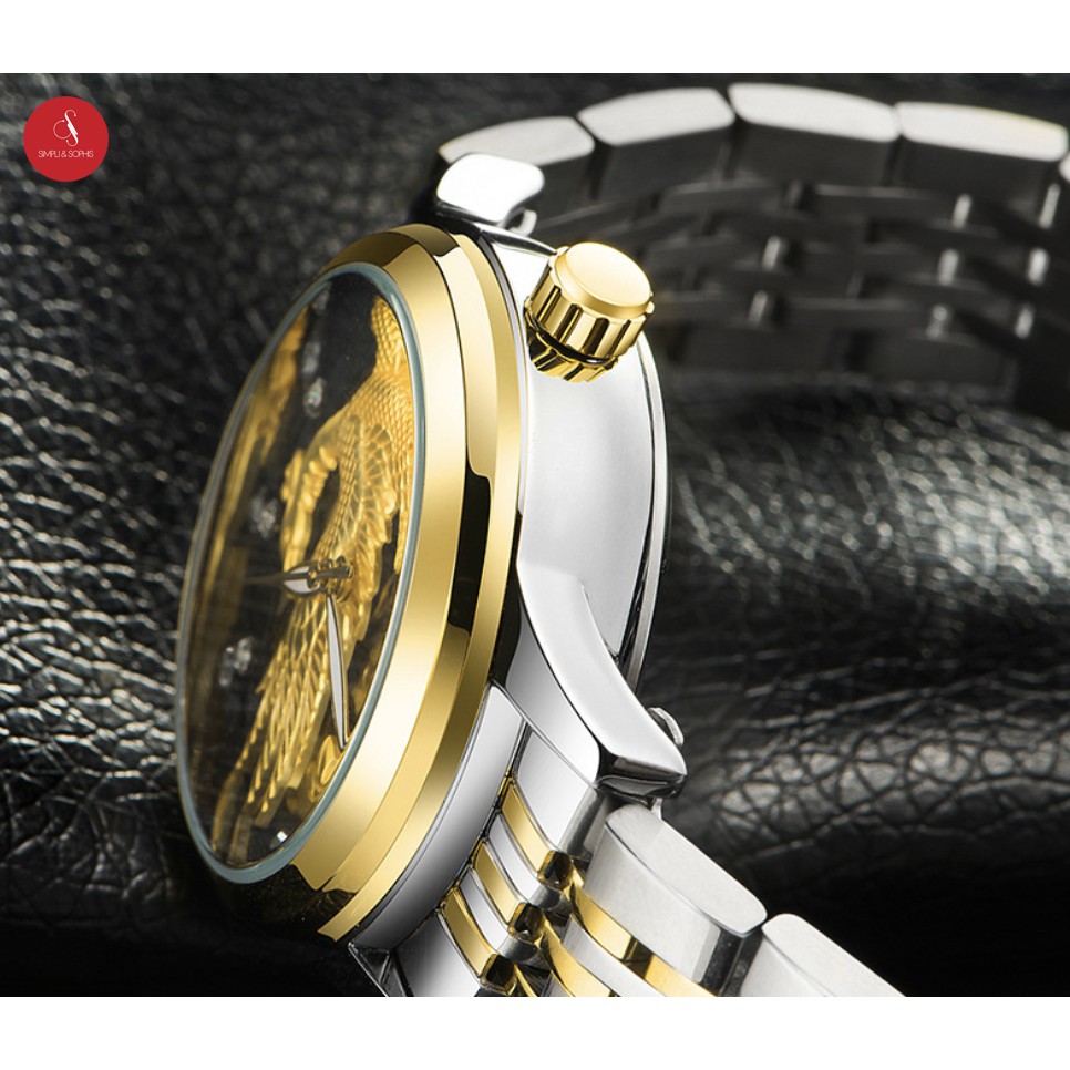[COMBO] Đồng hồ đôi TEVISE 9006 RỒNG & PHƯỢNG cao cấp 40mm & 30mm (Bạc đen/ Bạc/ Vàng/ Vàng đen) + Tặng hộp đựng đồng hồ