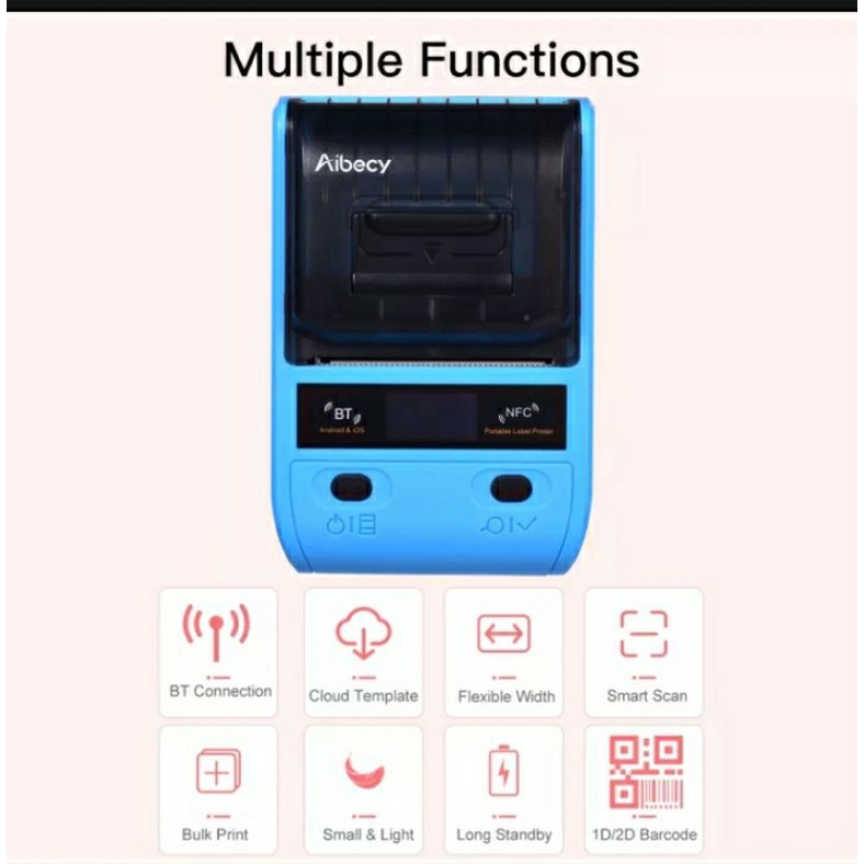 Máy in tem nhãn, in label mã vạch, in sticket Aibecy DP23 kết nối bluetooth và usb