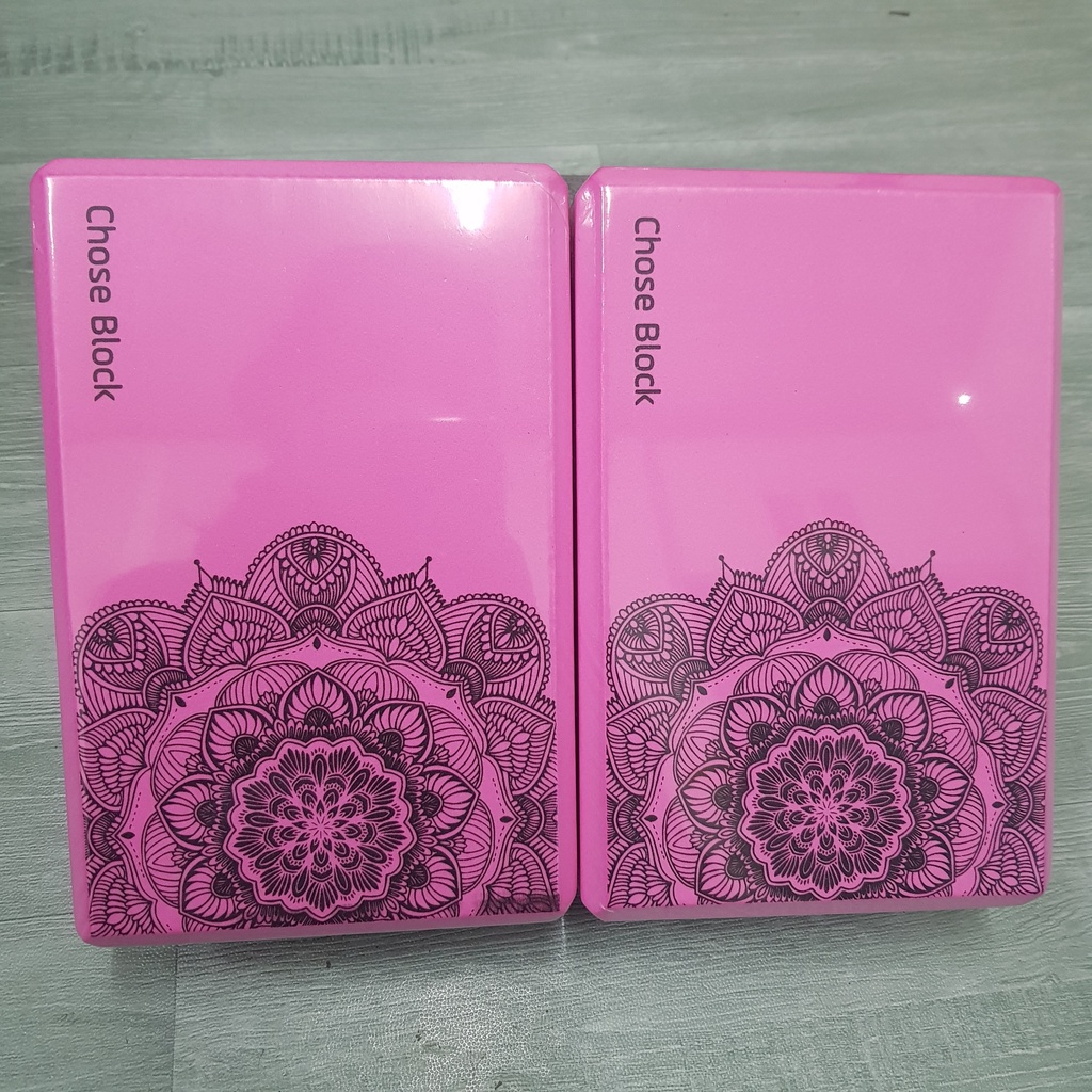 Gạch tập Yoga cao cấp EVA 220g, block tập yoga hoa văn mới