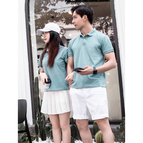 Áo Polo đôi nam nữ phom Hàn Quốc chuẩn đẹp, dáng trơn đơn giản, giá rẻ - chất liệu Modal cotton siêu mát