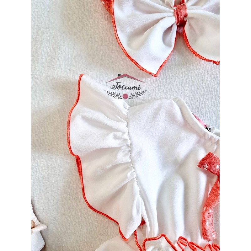 [MUA 1 ĐƯỢC 2] BODY TRẮNG CÔNG CHÚA NƠ CAM 2 TẦNG [BIKINI]
