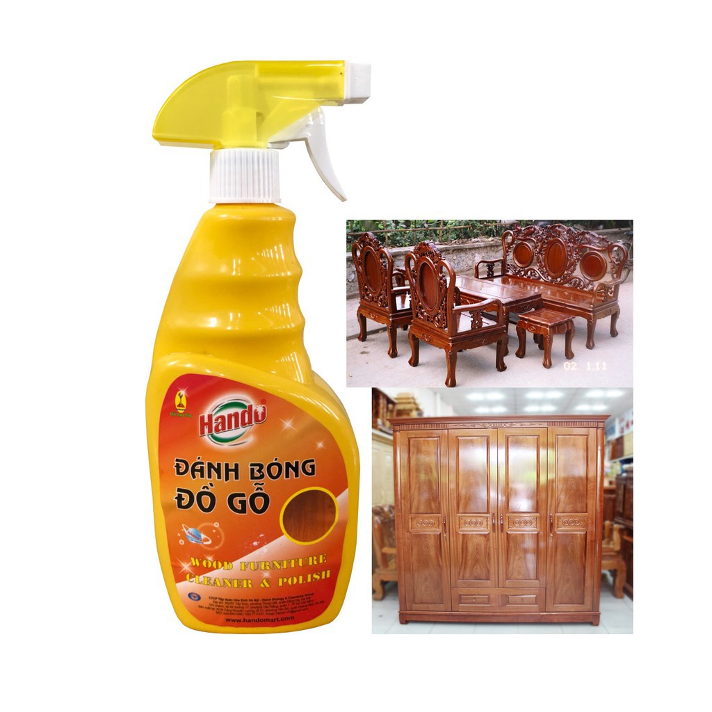 [ĐÁNH BÓNG ĐỒ GỖ] Đánh bóng bảo dưỡng đồ gỗ Hando 600ml