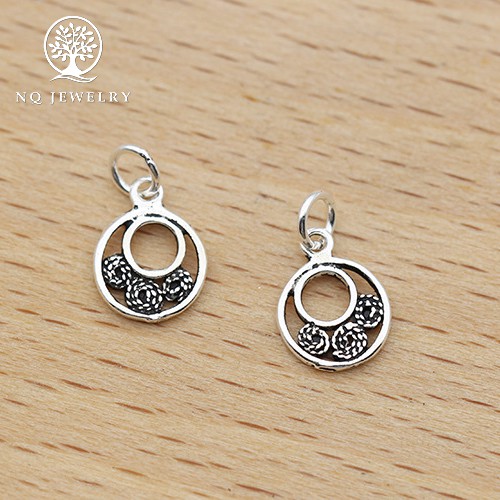 Charm bạc mặt hollow retro treo - NQ Jewelry