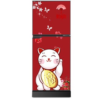 Tấm giấy decal dán tủ lạnh mèo thần tài sẵn keo