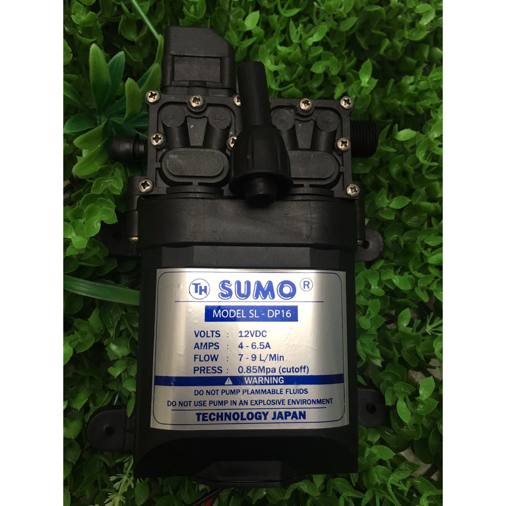 Máy bơm đôi SUMO tăng áp lực nước mini 12V 120W Lưu lượng 9L/phút,tặng kèm ren 17mm và nối 12 ra 8