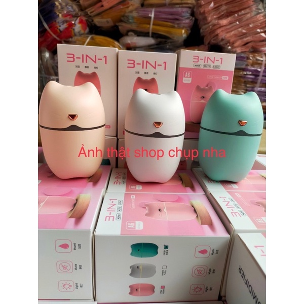 Máy xông tinh dầu mini mèo humidifer cho phòng ngủ&amp; trên ô tô khuếch  tán tinh dầu phun sương toả hương