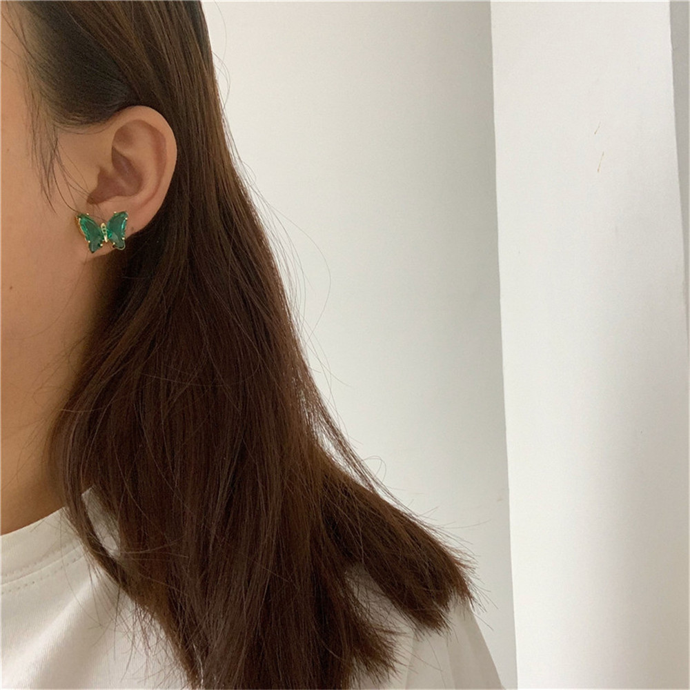 Đôi Bông Tai/Dây Chuyền/Nhẫn Mặt Hình Bướm Đính Đá Pha Lê Nhân Tạo Thời Trang Cho Nữ