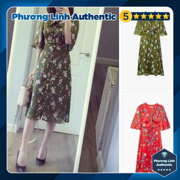 Váy lụa hoa Mango Auth new tag có sẵn