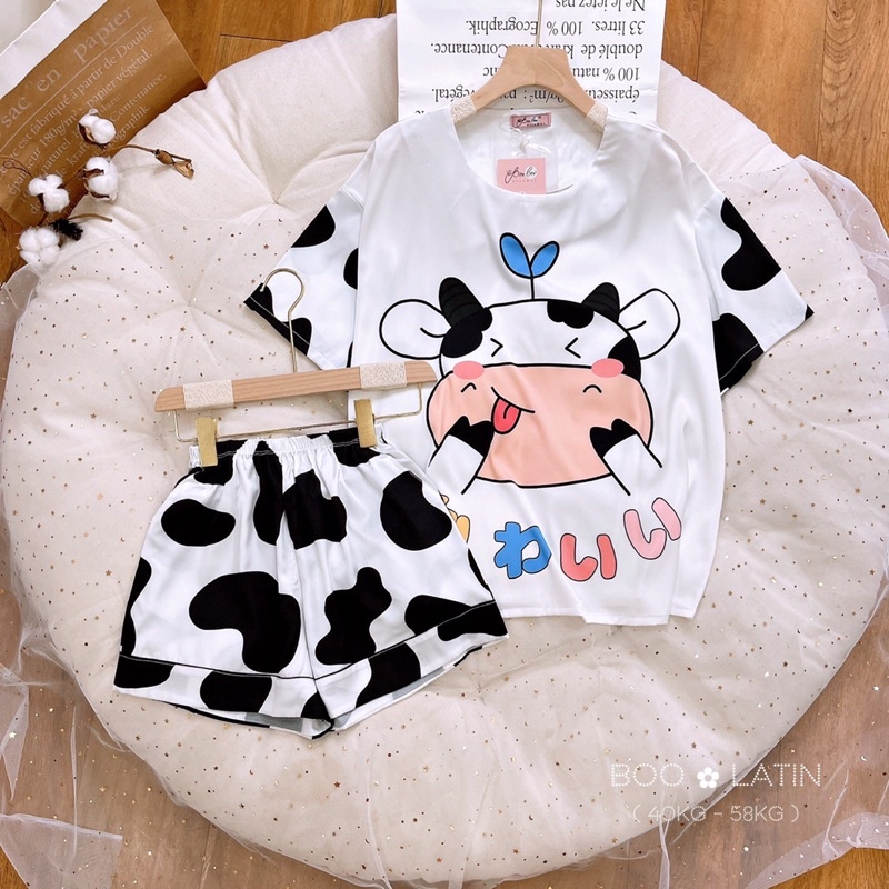 Đồ bộ, Đồ ngủ lụa Latin mẫu cổ tròn xinh xắn (40-58kg) | BigBuy360 - bigbuy360.vn