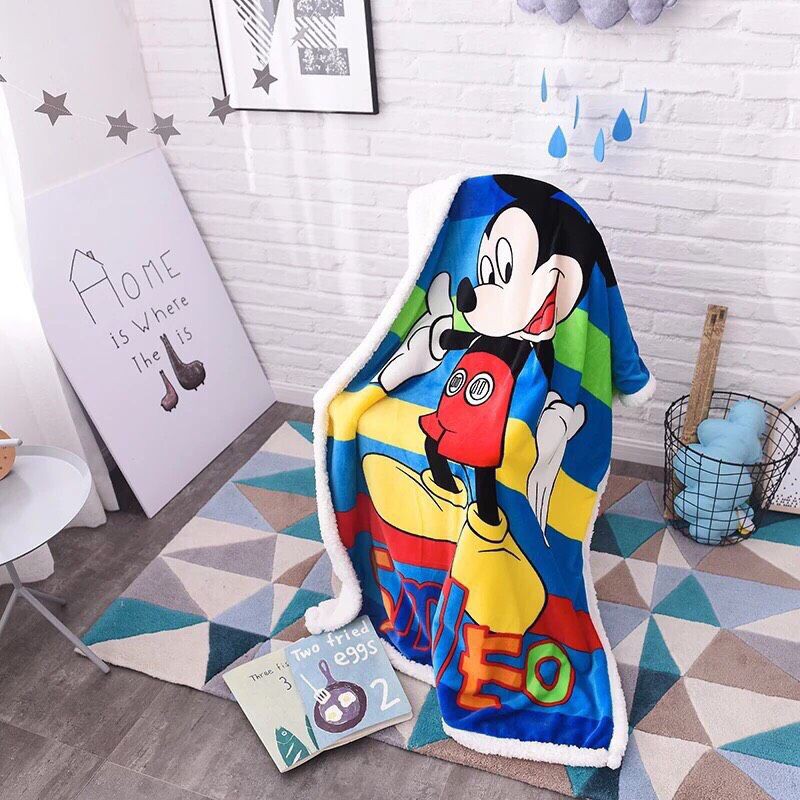 Chăn lông cừu 2 lớp loại dày cho bé mẫu mới đẹp sz 1m4x1m