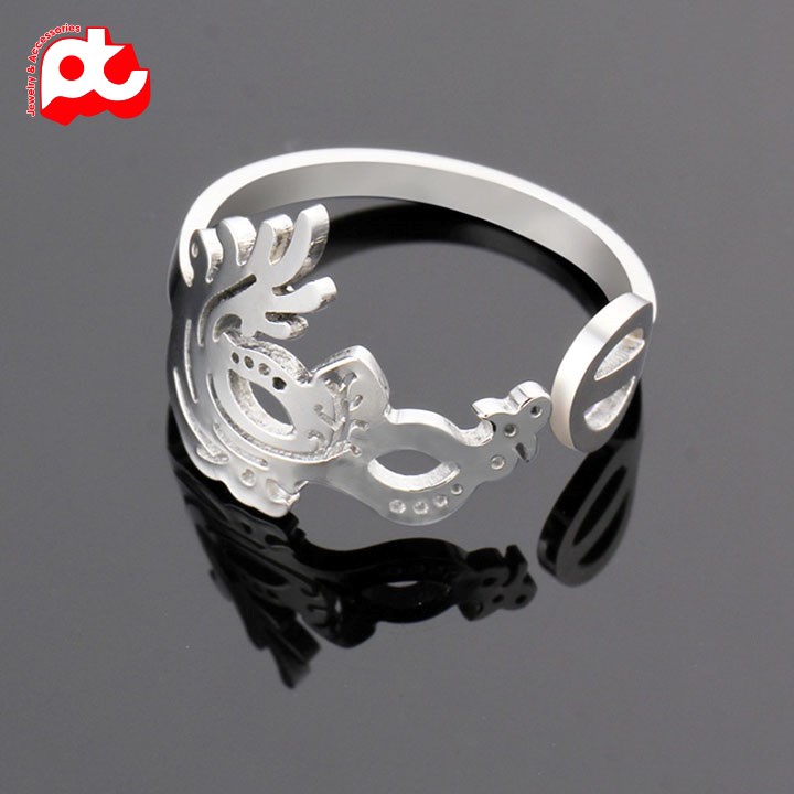 Nhẫn titan nữ freesize mặt nạ cách điệu cao cấp thép không gỉ titanium PTNNUT49