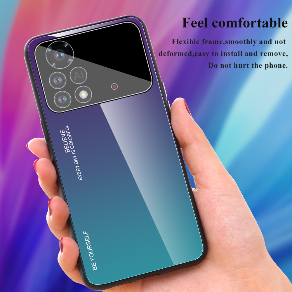 Ốp Điện Thoại Mặt Kính Cường Lực Họa Tiết Đá Hoa Cương Cho Xiaomi Poco X5 X4 Pro 5G M4 Pro 4G