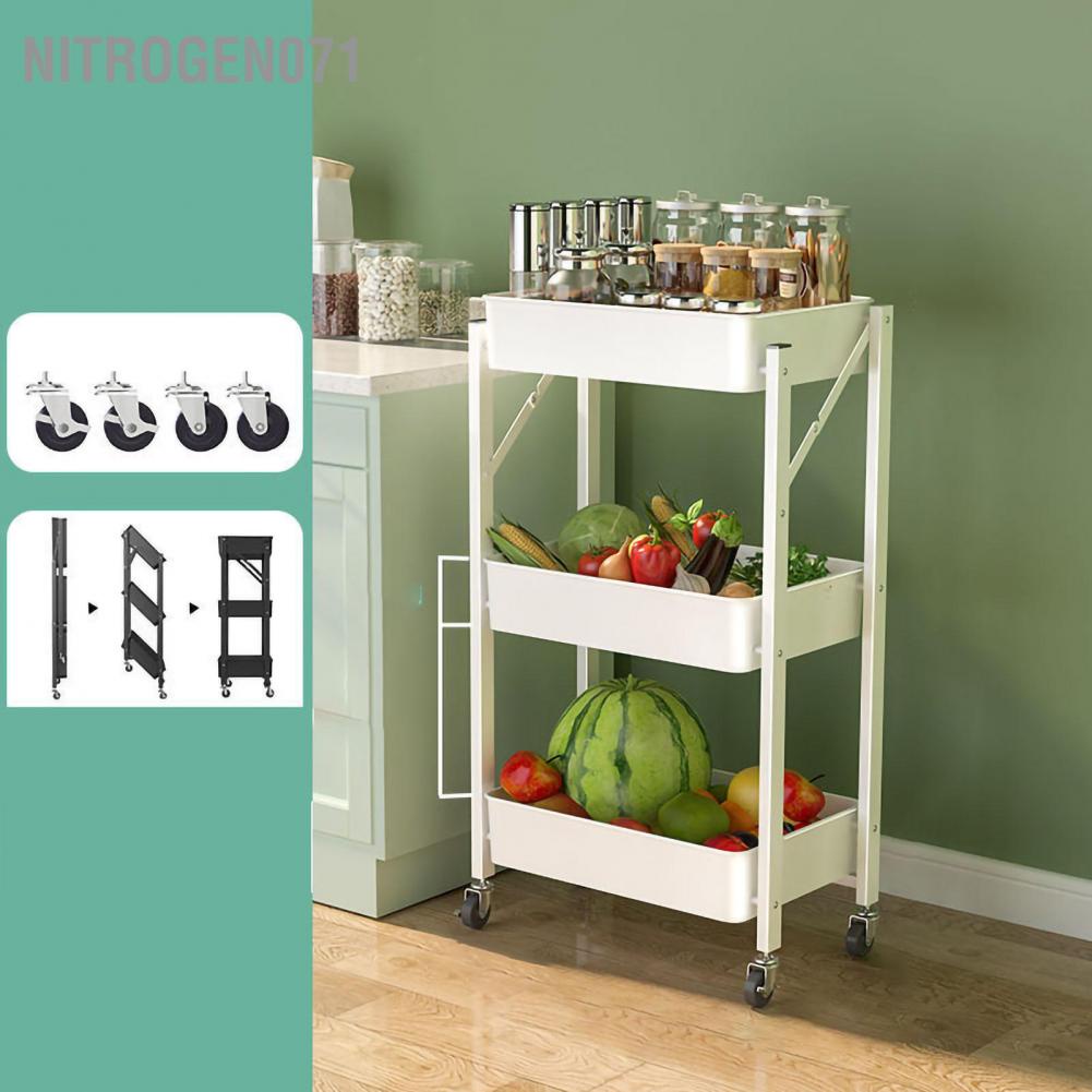 ❤️ Nitrogen071 Kệ nhà bếp Gấp Gọn có bánh xe  Giỏ gấp hàng Lắp đặt miễn phí Nhiều tầng Giá để Xe đẩy Đa năng
