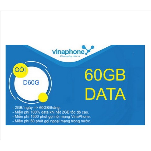 SIM CÒN ĐỦ 12 THÁNG – Sim 4g vinaphone gói cước Đỉnh 60 MIỄN PHÍ 1 NĂM (60gb/tháng nghe gọi miễn phí)