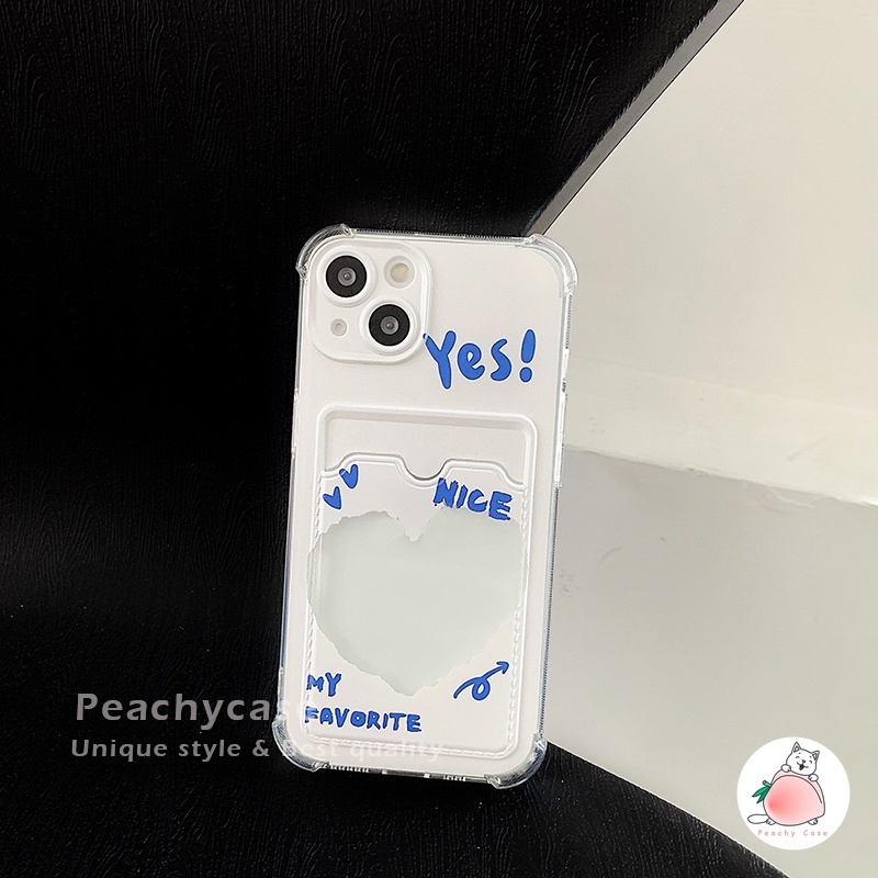 Ốp Điện Thoại TPU Mềm Trong Suốt Chống Sốc Có Ngăn Đựng Thẻ Hình Trái Tim Cho iPhone 13 12 11 Pro Xs Max Xr 7 8 Plus