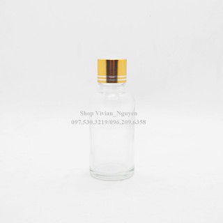 {Sỉ từ 3500đ} Vỏ chai lọ tinh dầu 30ml trong suốt nhỏ giọt - Nắp nhôm vàng trơn (LOẠI ĐẸP)