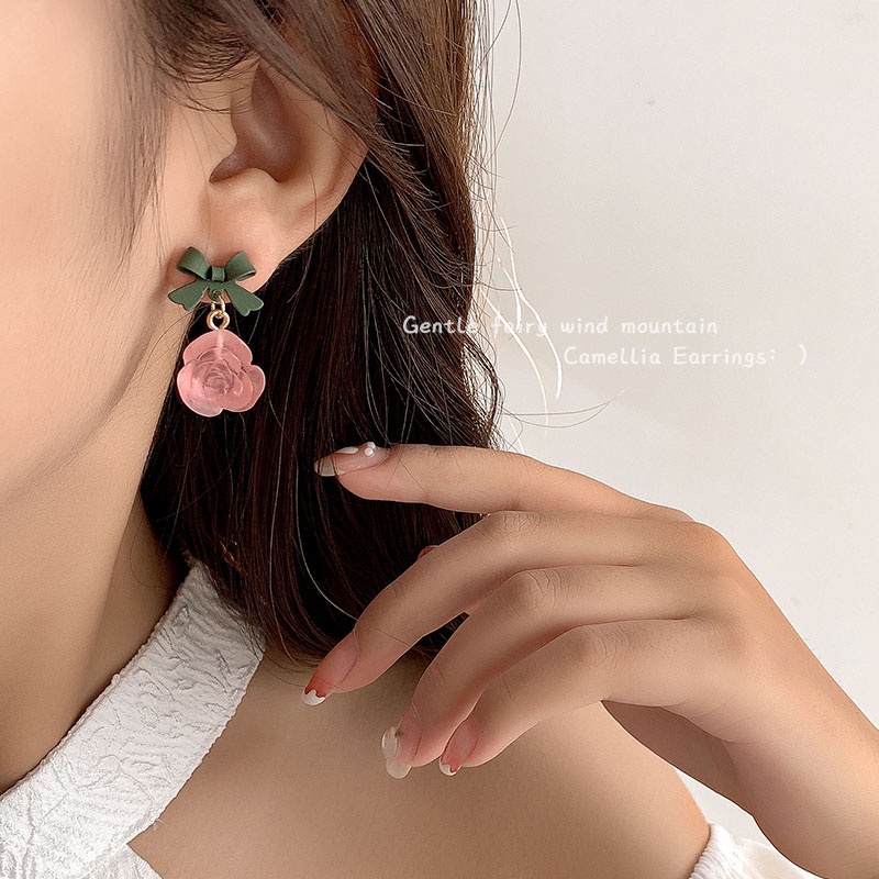 MOCHASHUBông tai mochashu hình hoa hồng dễ thương xinh xắn cao cấp
