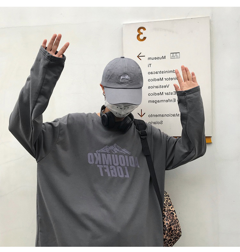 Áo Thun Tay Dài Dáng Rộng In Họa Tiết Cá Tính Phong Cách Hàn Quốc