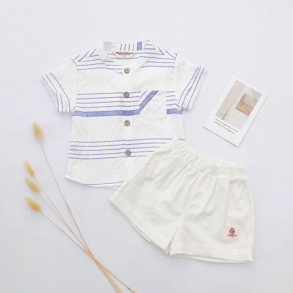 Quần đùi bé trai bé gái vải Linen Short sợi lanh tự nhiên an toàn cho bé 0-3 tuổi