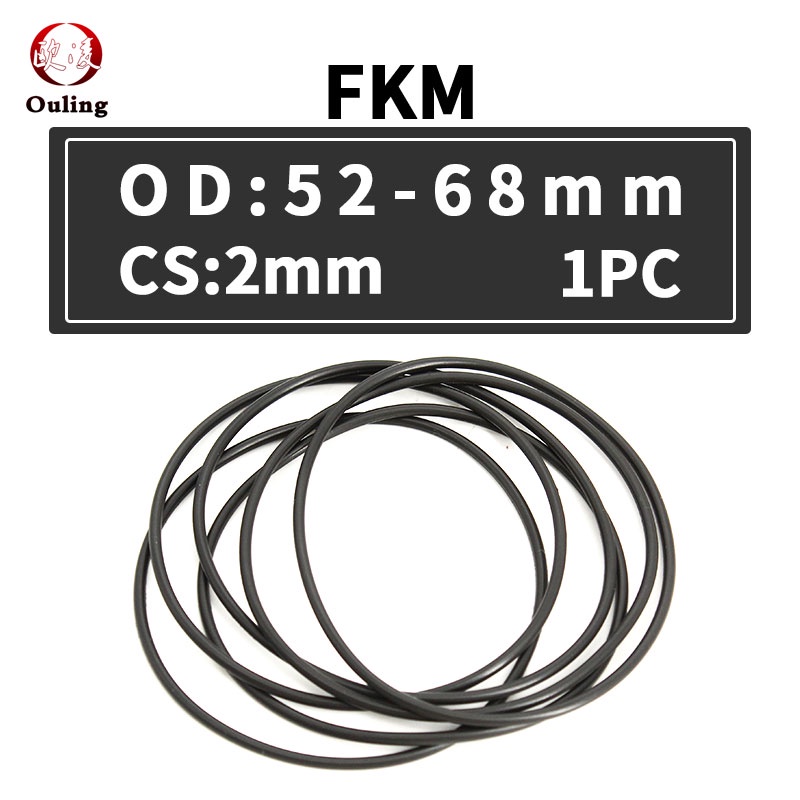 1 Vòng Đệm Cao Su Hình Chữ O Màu Đen Chống Áp Lực Dầu / Chống Mòn Kích Thước 52 / 54 / 55 / 56 / 58 / 60 / 62 / 65 / 68 * 2mm Kháng chiến