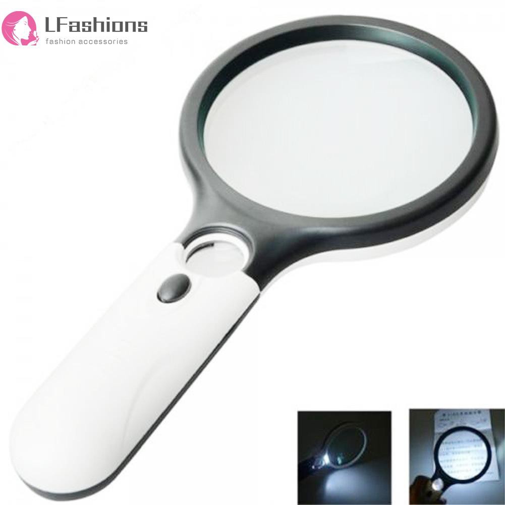 Lfashion❤ 3 LED Light 45X Handheld Reading Magnifying Glass Lens Jewelry Watch Loupe 