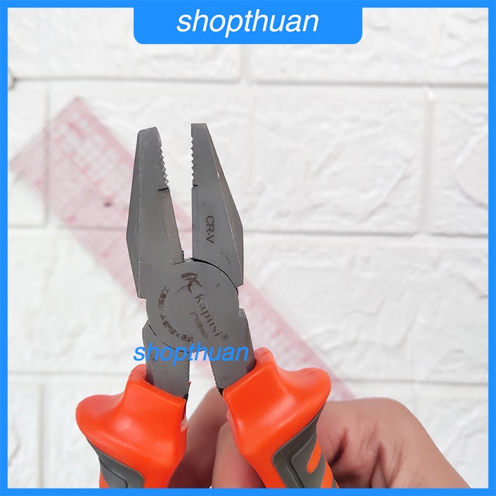 Kìm điện Kapusi 8 in ( 200mm ) cán bọc nhựa đầu bằng