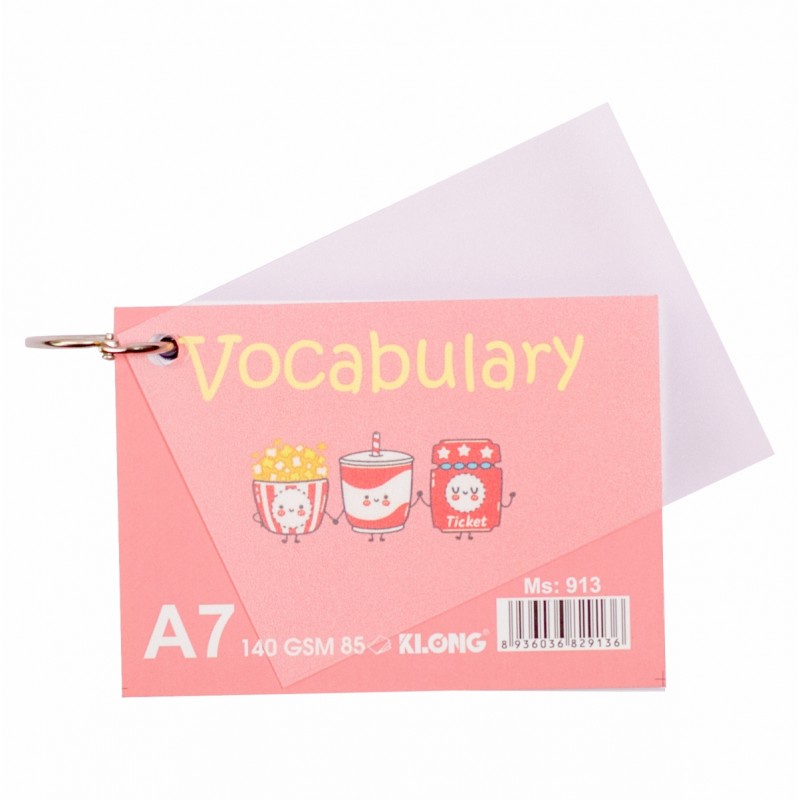 Tập thẻ Vocabulary Card KLONG A7 85 tờ 140/92; MS: 913