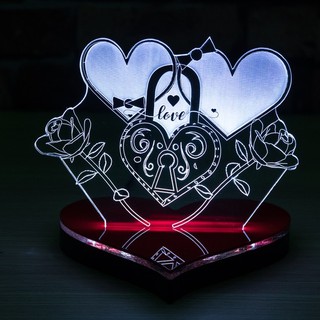 Mô Hình Đèn Led 3D 2 Trái Tim Tình Yêu