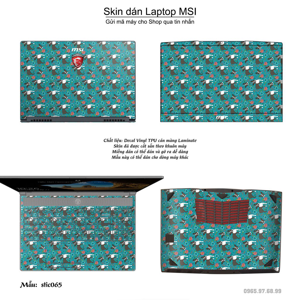 Skin dán Laptop MSI in hình Hoa văn sticker _nhiều mẫu 11 (inbox mã máy cho Shop)