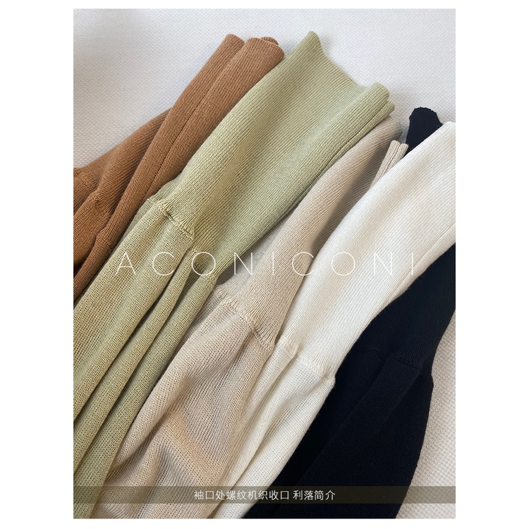 Áo Cardigan Dệt Kim Mỏng Tay Dài Thiết Kế Đơn Giản Dễ Phối Đồ Cho Nữ