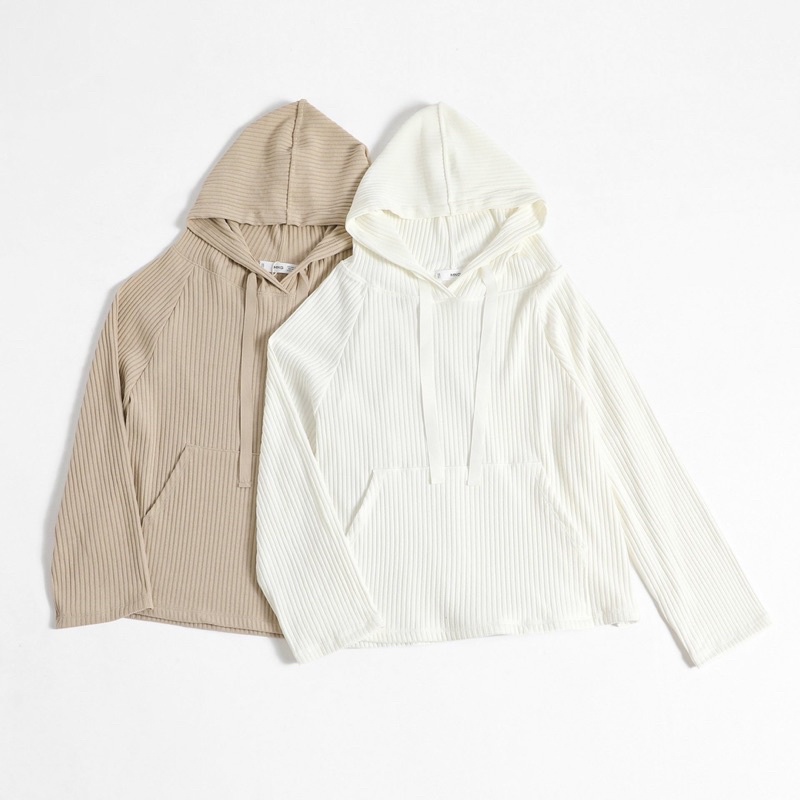 Áo thun hoodie dài tay ET.TEE vải len tăm trắng be đủ size A1868