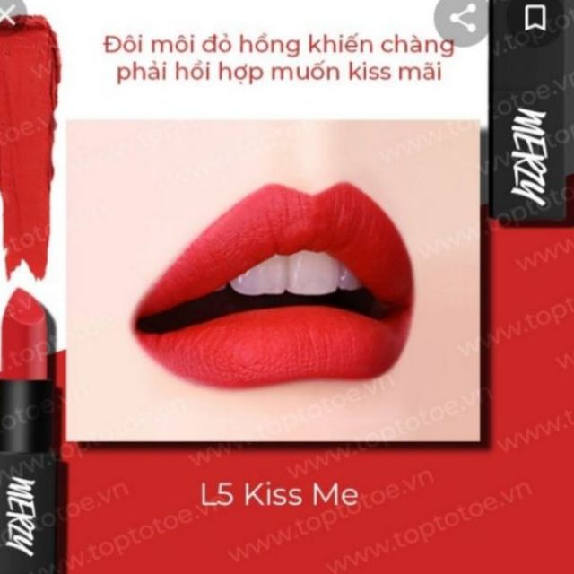 (auth 100%) son merzy l5 kiss me màu mới cực đẹp cho các nàng chất son đẹp mềm mịn bám màu tốt