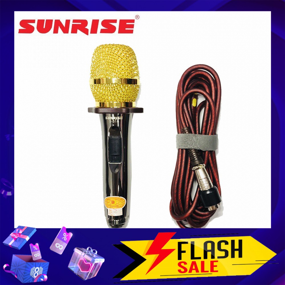 Micro Karaoke Sunrise S318 Có Dây Vặn Chắc Chắn - Hát Cực Hay Kèm Chống Lăn Mic