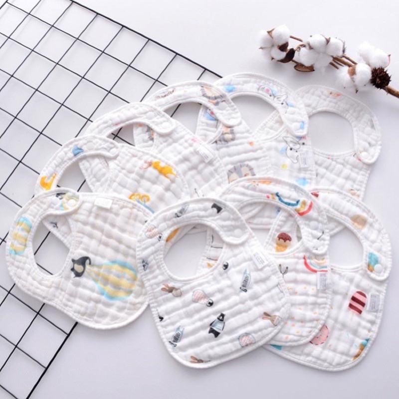 Yếm xô 8 lớp hình chữ U dành cho bé siêu mềm mịn và đáng yêu