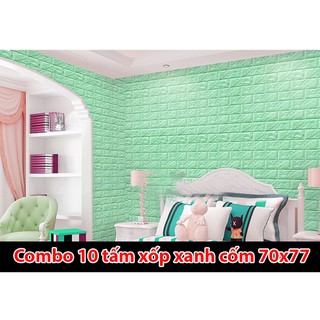 Combo 10 tấm Xốp Dán Tường màu xanh cốm
