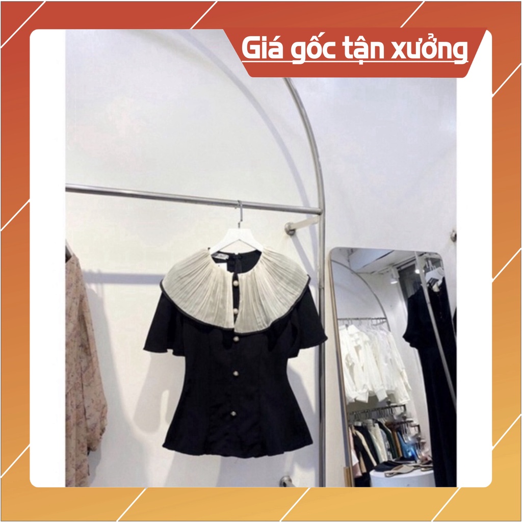 Áo Kiểu Cổ Bèo Cúc Ngọc, Áo Kiểu Tiểu Thư Tay Rơi