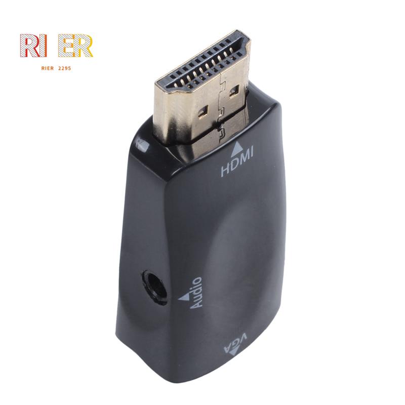 Bộ chuyển đổi HDMI sang VGA mạ vàng với đầu cắm 3.5mm cho PC, Laptop, DVD, máy tính, TV box hoặc thiết bị đầu vào HDMI - màu đen