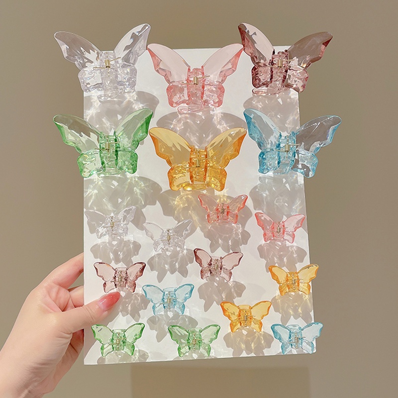 Set 3 Kẹp Tóc Càng Cua Cỡ Lớn Hình Bướm Màu Sáng Thời Trang Mùa Hè Hàn Quốc Cho Nữ