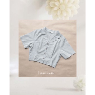 𝒕𝒉𝒊𝒄𝒉𝒙𝒂𝒏𝒉𝒉 ♥ sơ mi croptop cổ danton nữ – cotton/muslin - áo ngẫu nhiên - ảnh tiệm tự chụp