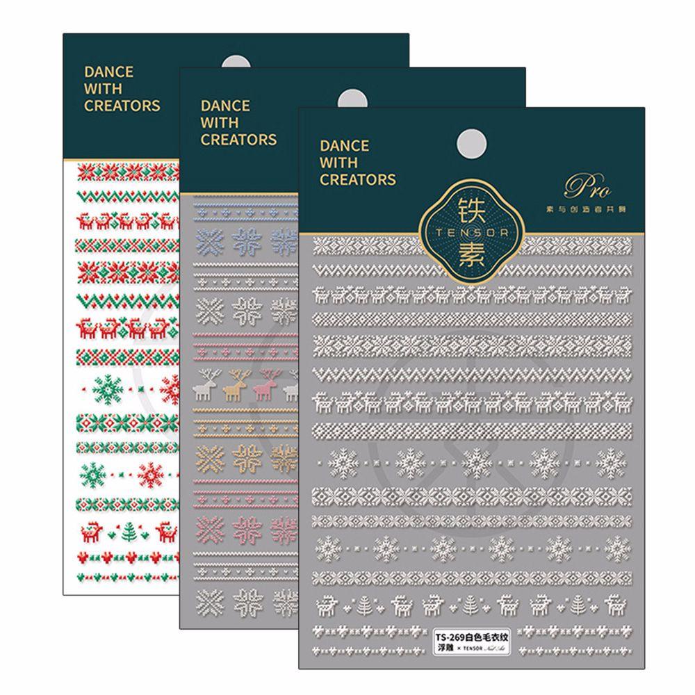 OCEANMAP Miếng Dán Trang Trí Móng Tay 3D Dập Nổi Họa Tiết Giáng Sinh